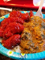 Chicken 65 and Butter Chicken on White Rice